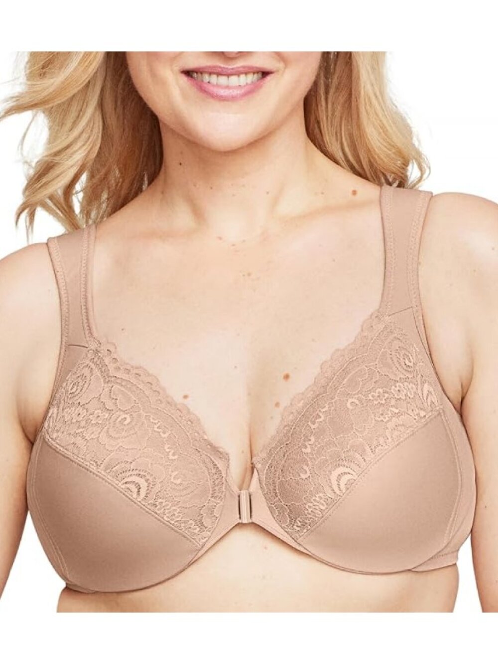 ✨Glamorise 1255 Women's Wonderwire Front-closure Bra Underwire 50B